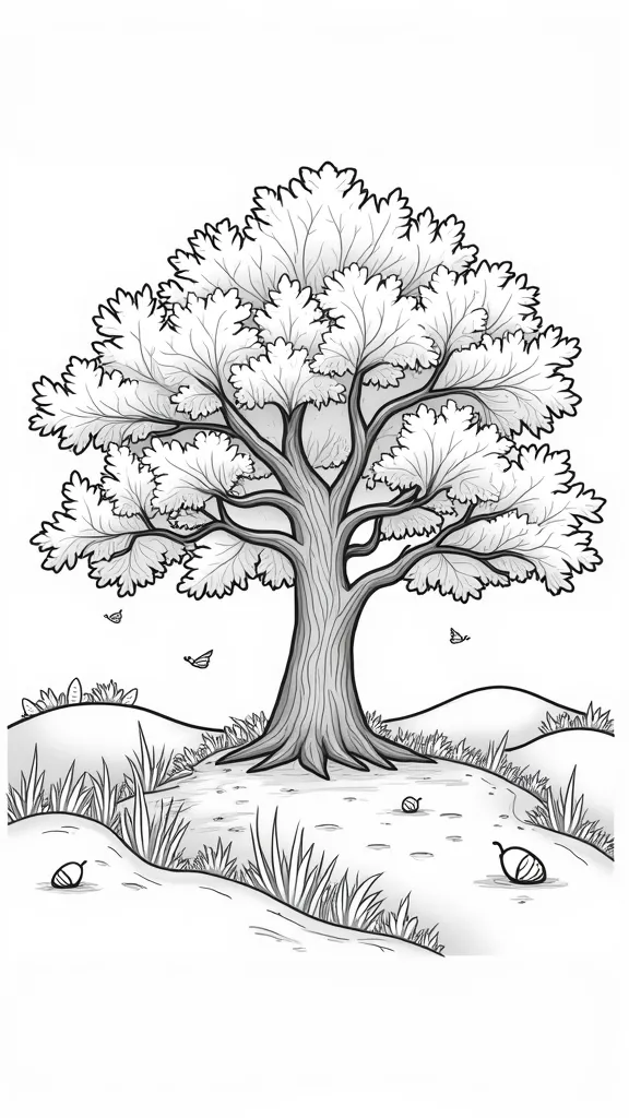 oak tree coloring page